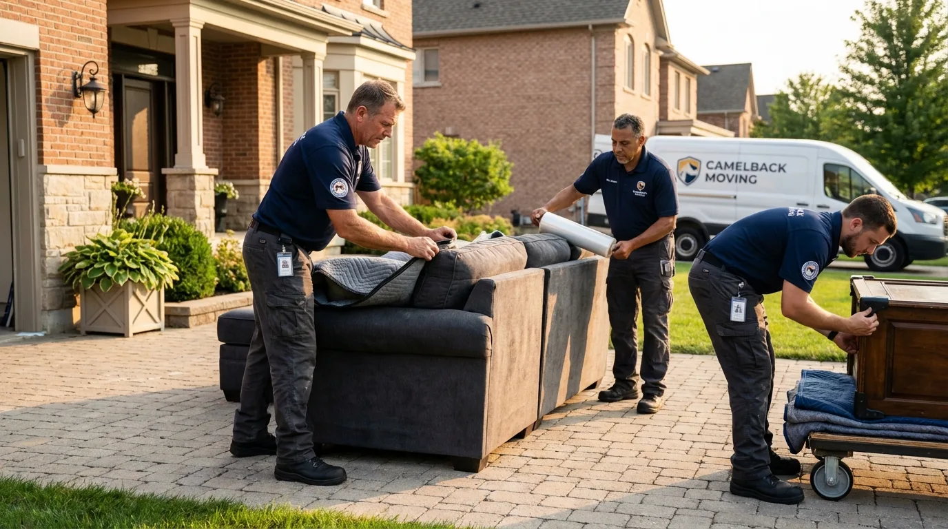 Large estate moving crew wrapping furniture in Waterville, NY